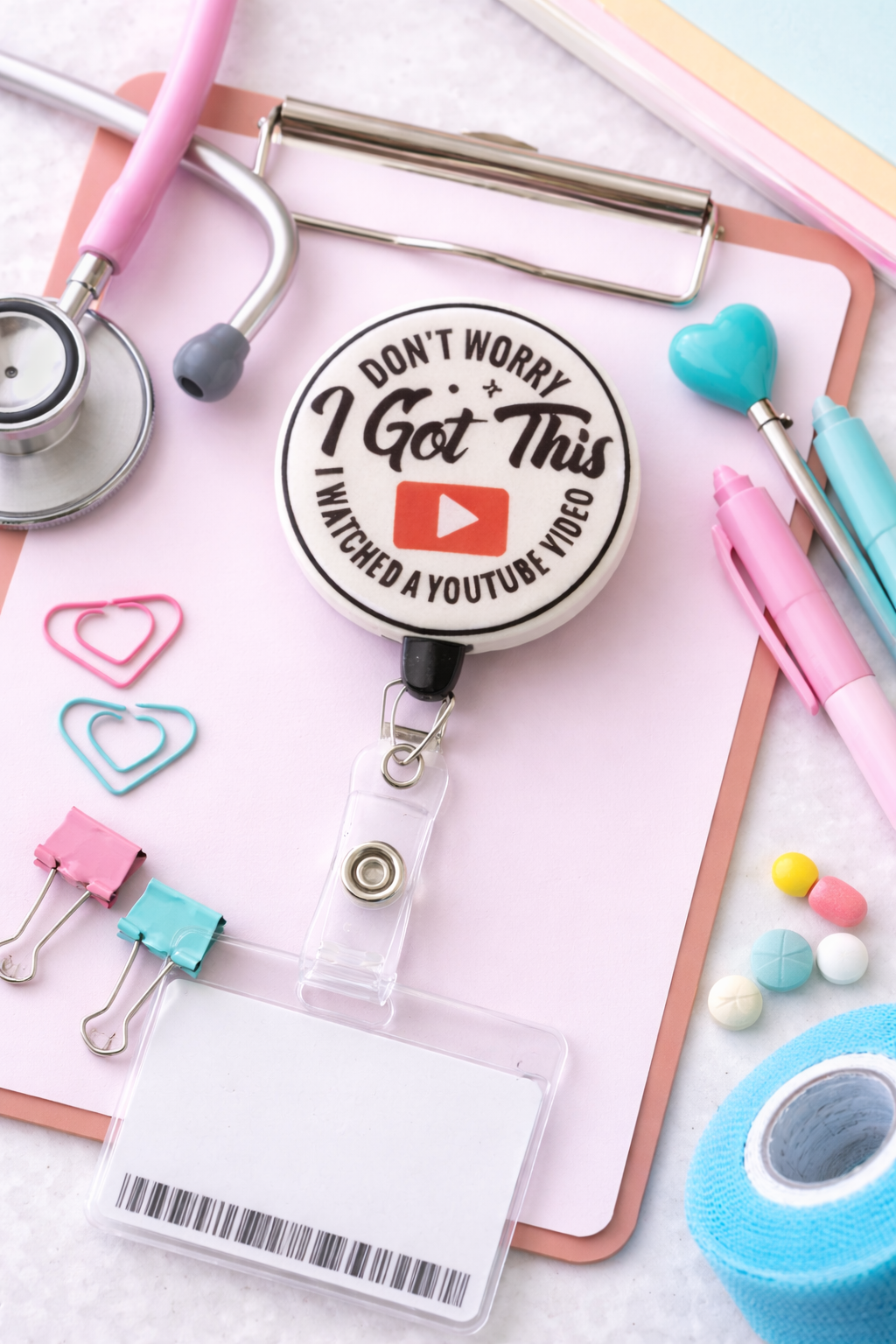 Funny Nurse Badge Reel, I Got This YouTube Video Badge Holder, RN CNA LPN Clip