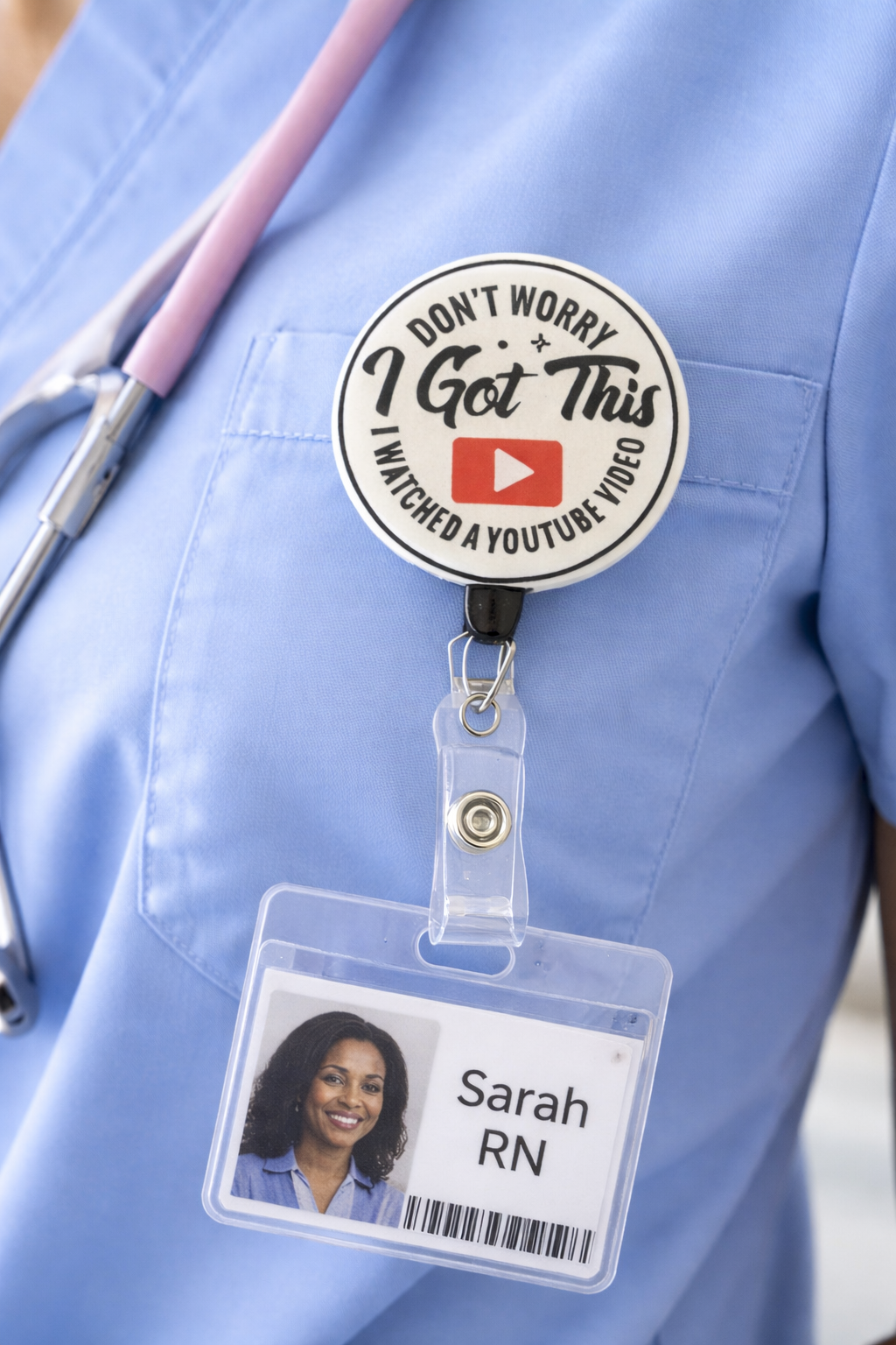 Funny Nurse Badge Reel, I Got This YouTube Video Badge Holder, RN CNA LPN Clip