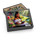 Serene Garden Scene Puzzle: Relaxing Jigsaw Puzzle for Book Lovers