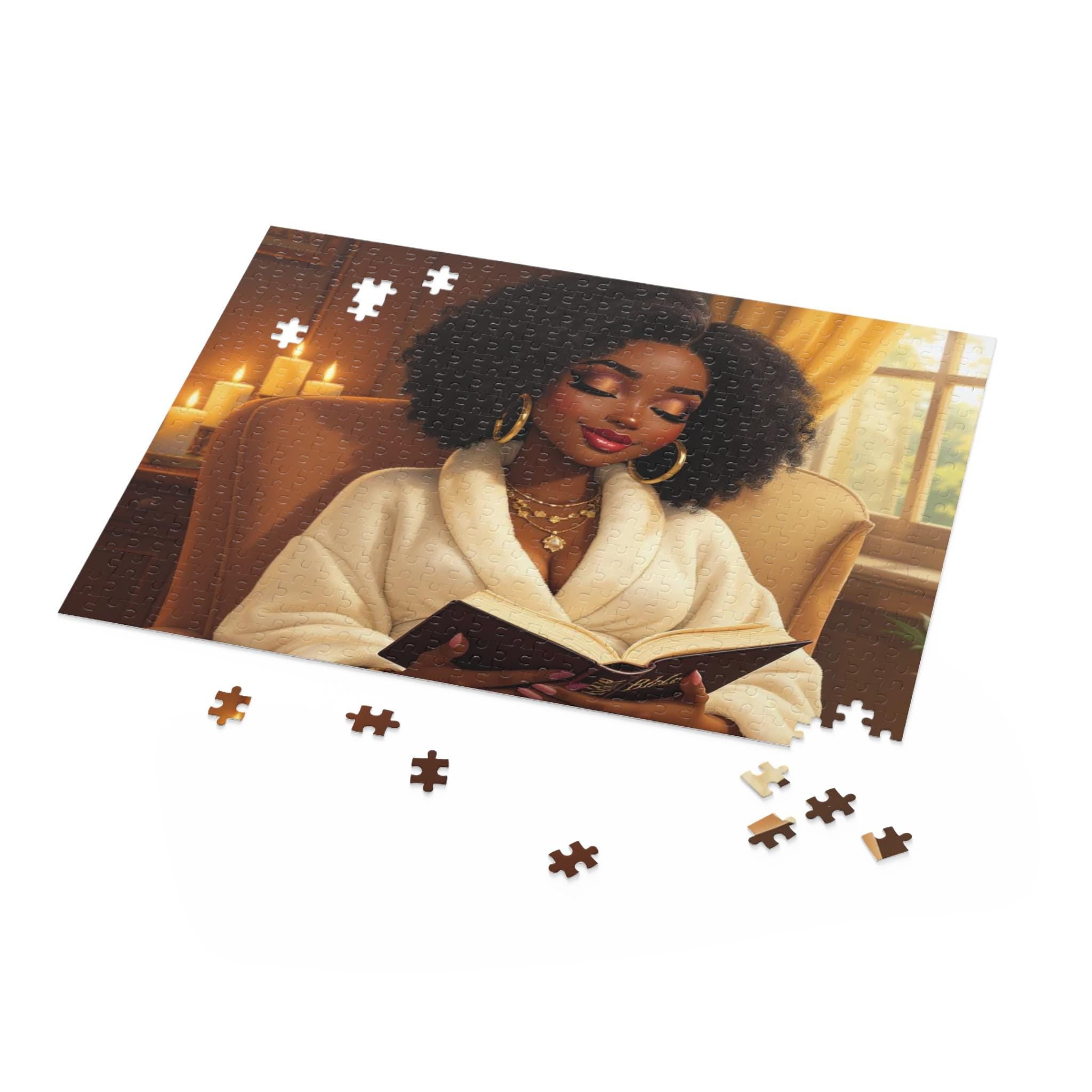 Cozy Reading Scene Puzzle: Vibrant Colors, 120-500 Piece Options