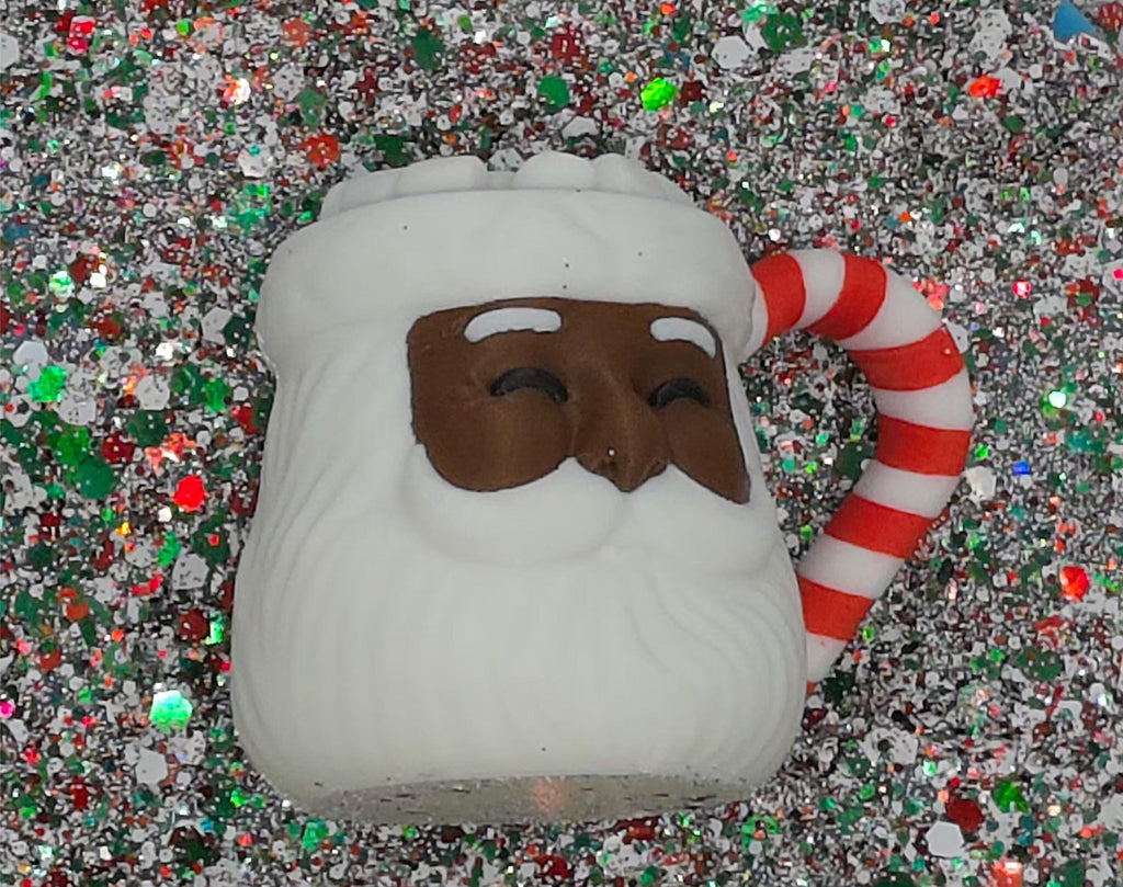 Black Santa Hot Chocolate Mug Fidget Clicker Keychain • Christmas Holiday Stress Relief