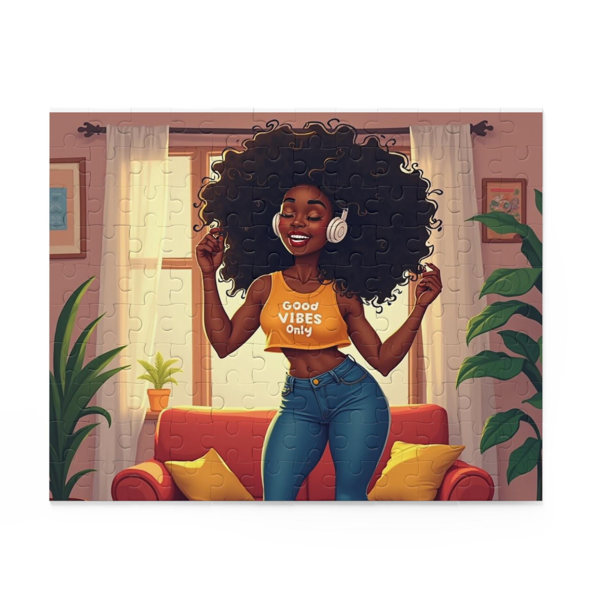 Confident Black Woman Dancing Puzzle | Vibrant Home Decor