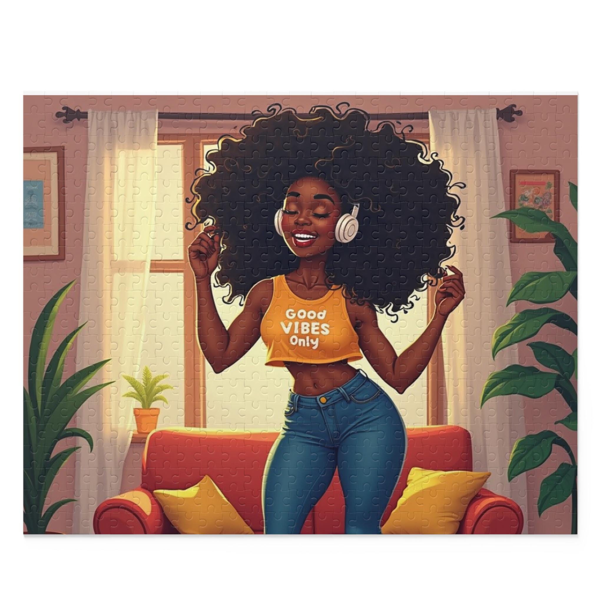 Confident Black Woman Dancing Puzzle | Vibrant Home Decor
