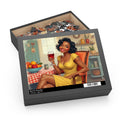 Retro Pinup Woman Holding Wine Puzzle