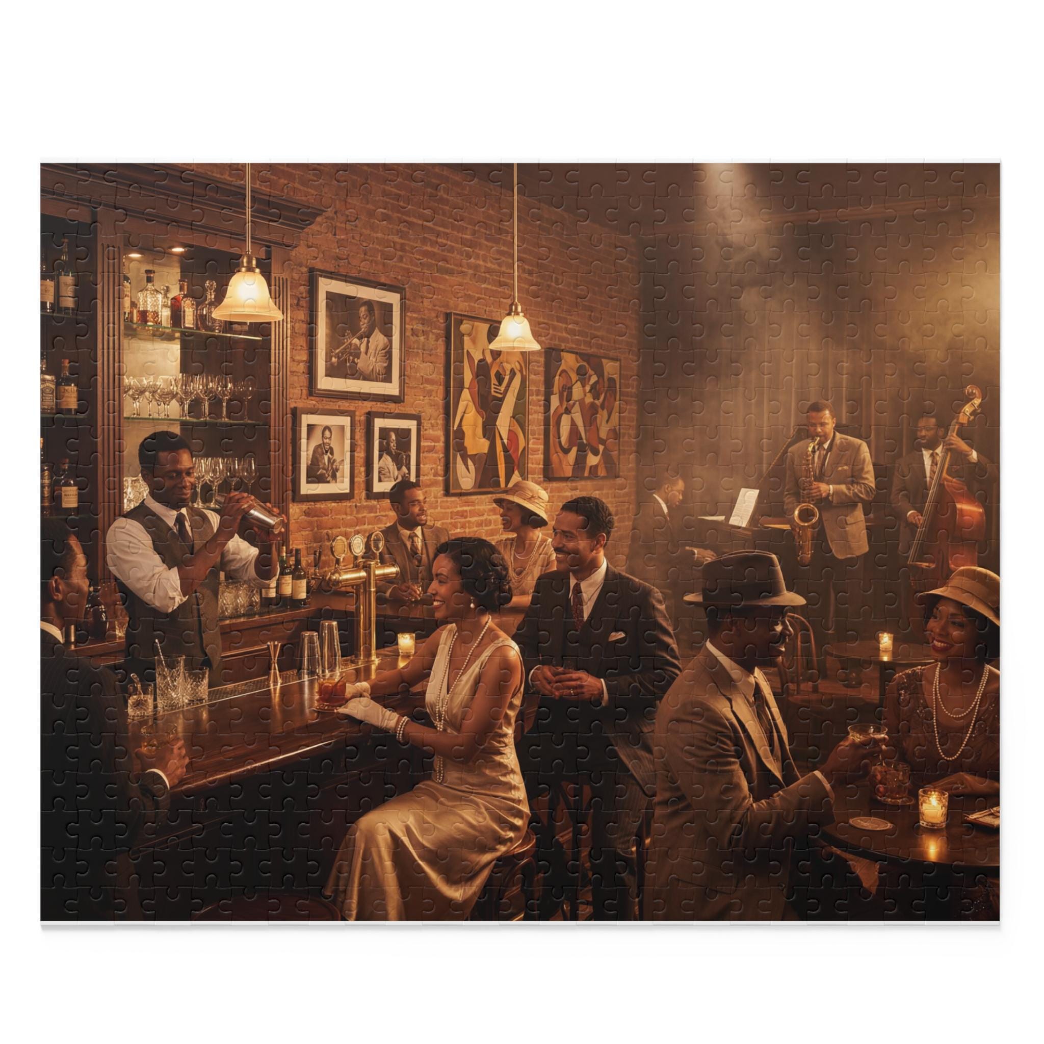 Vintage Jazz Club Scene Puzzle 500-Piece | Retro Bar Night Puzzle