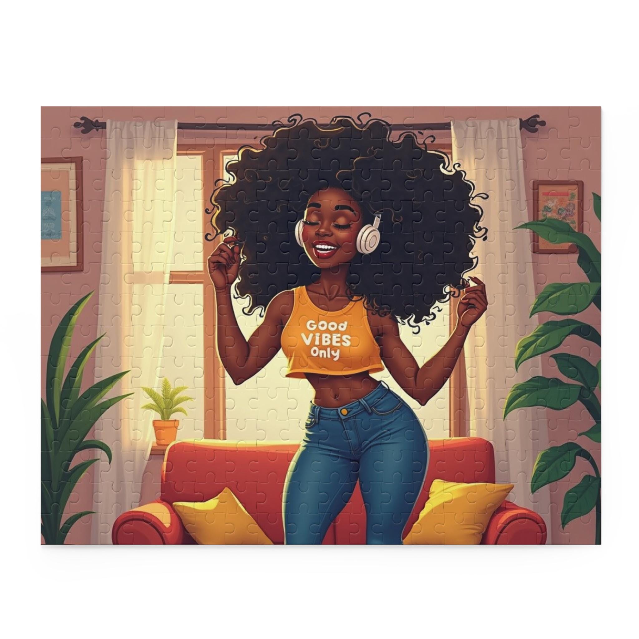 Confident Black Woman Dancing Puzzle | Vibrant Home Decor