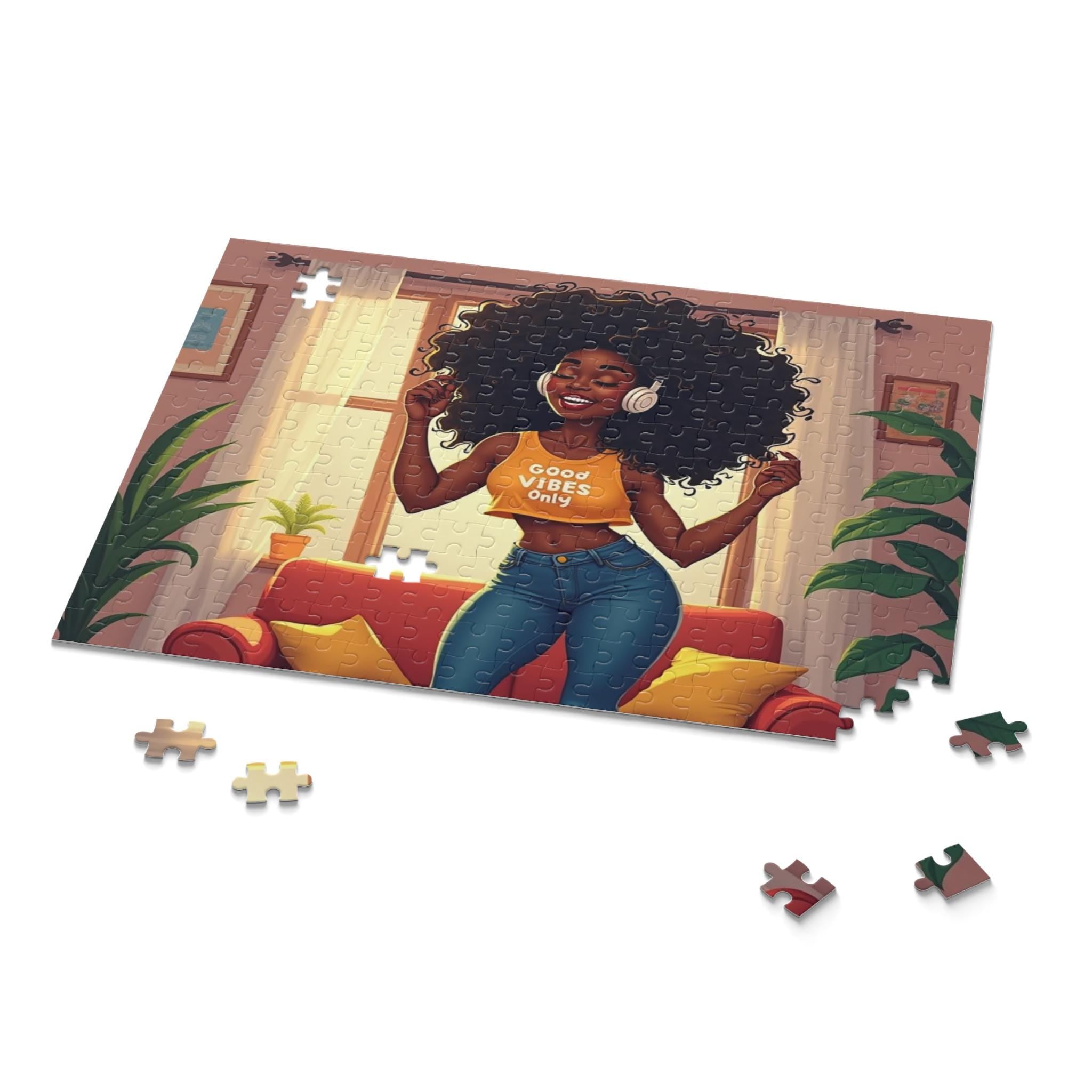 Confident Black Woman Dancing Puzzle | Vibrant Home Decor