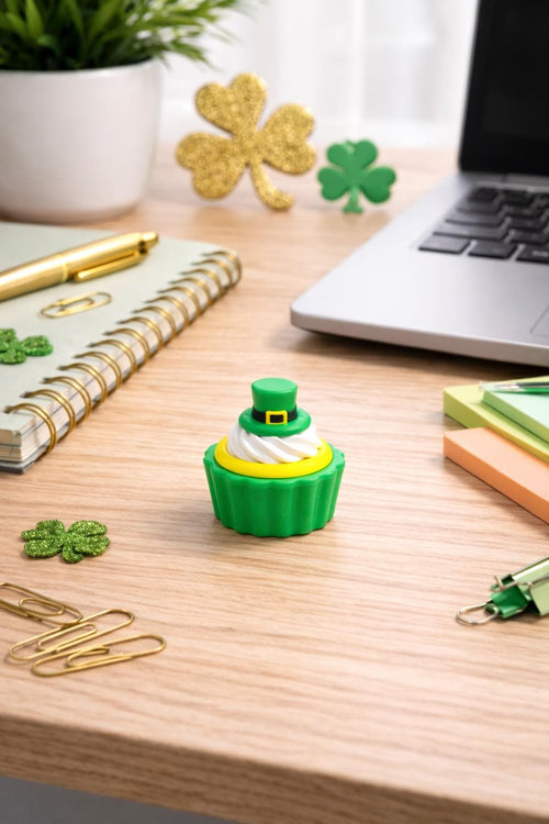 3D Printed St Patrick's Day Cupcake Fidget Toy: Sensory Stress Relief Desk Accessory