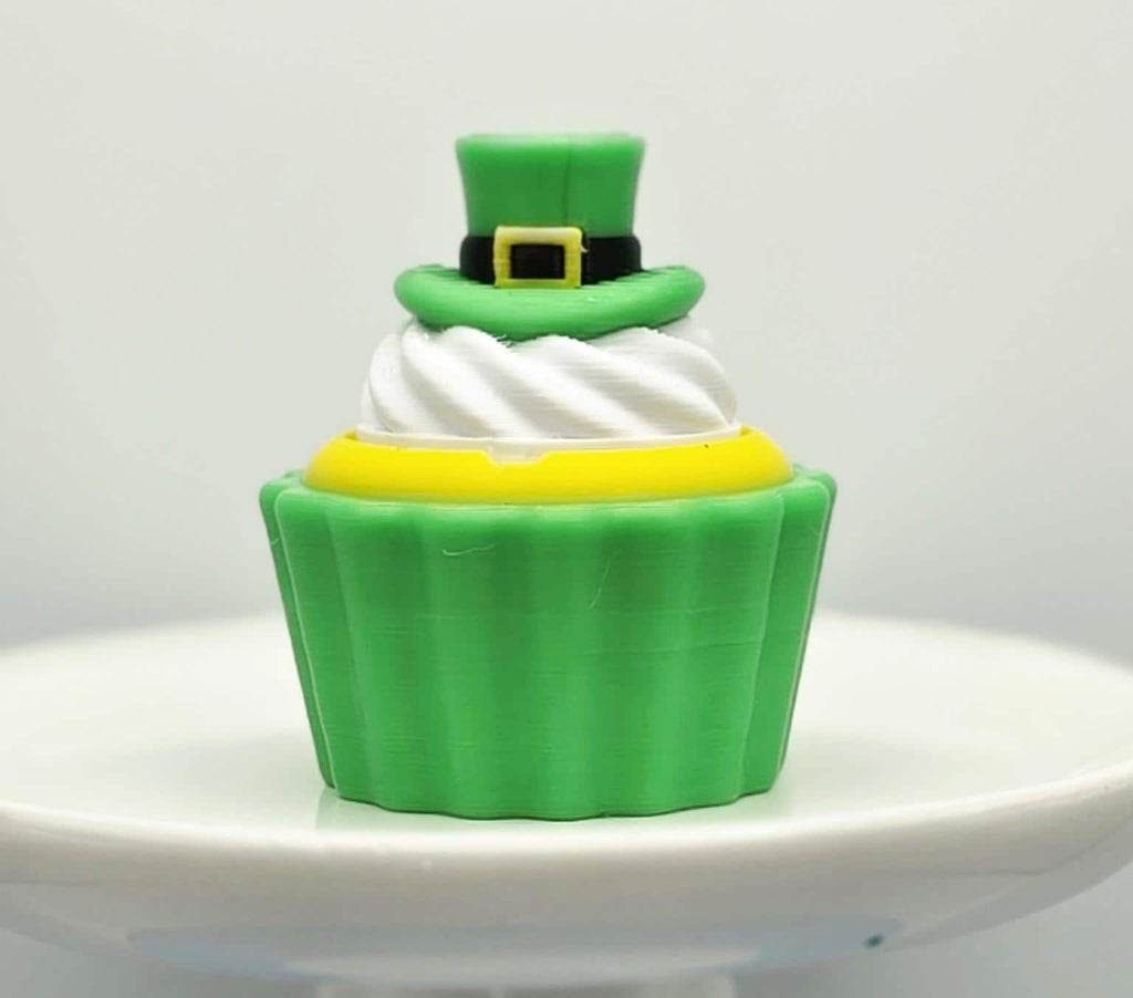 3D Printed St Patrick's Day Cupcake Fidget Toy: Sensory Stress Relief Desk Accessory