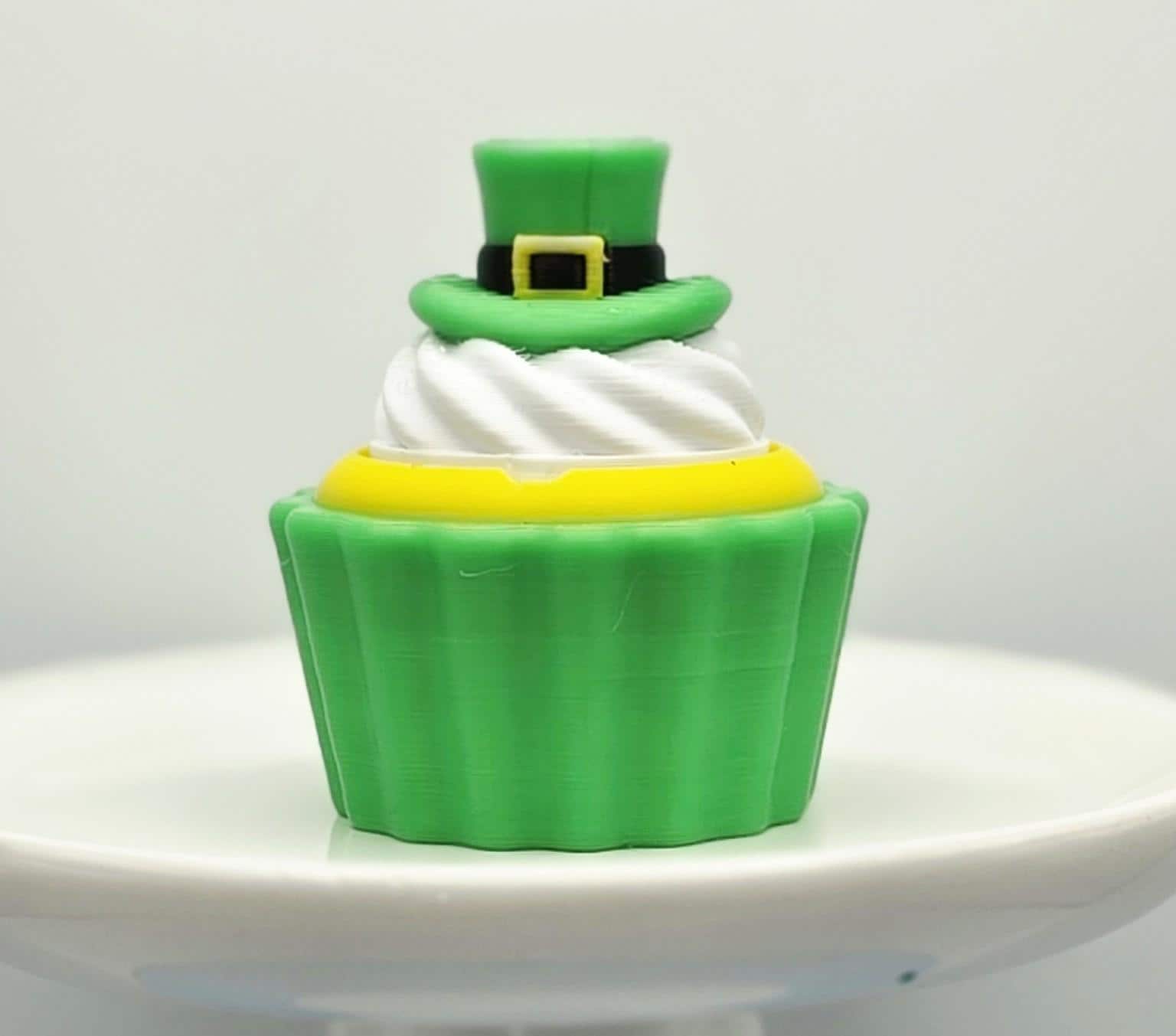 3D Printed St Patrick's Day Cupcake Fidget Toy: Sensory Stress Relief Desk Accessory