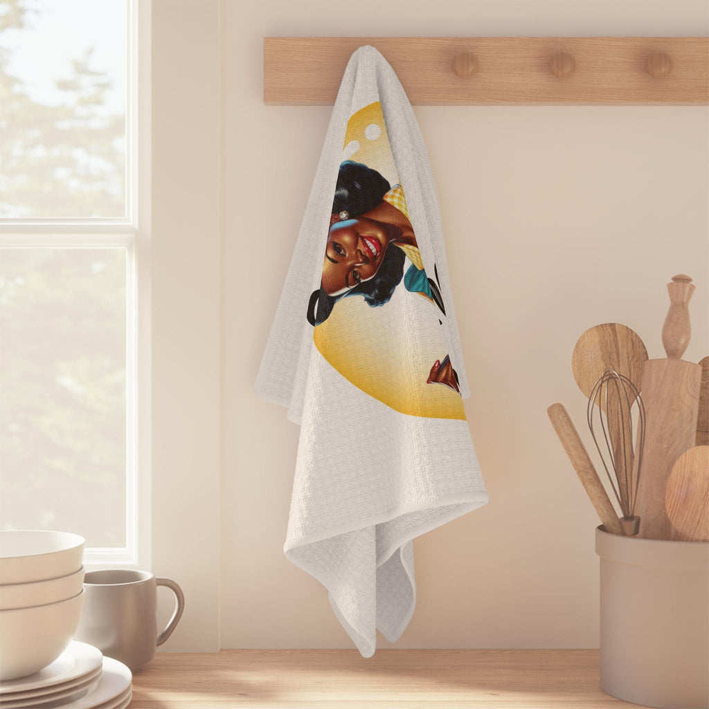 This Salad Tastes Like I'd Rather Be Fat Tea Towel | Retro Woman Illustration