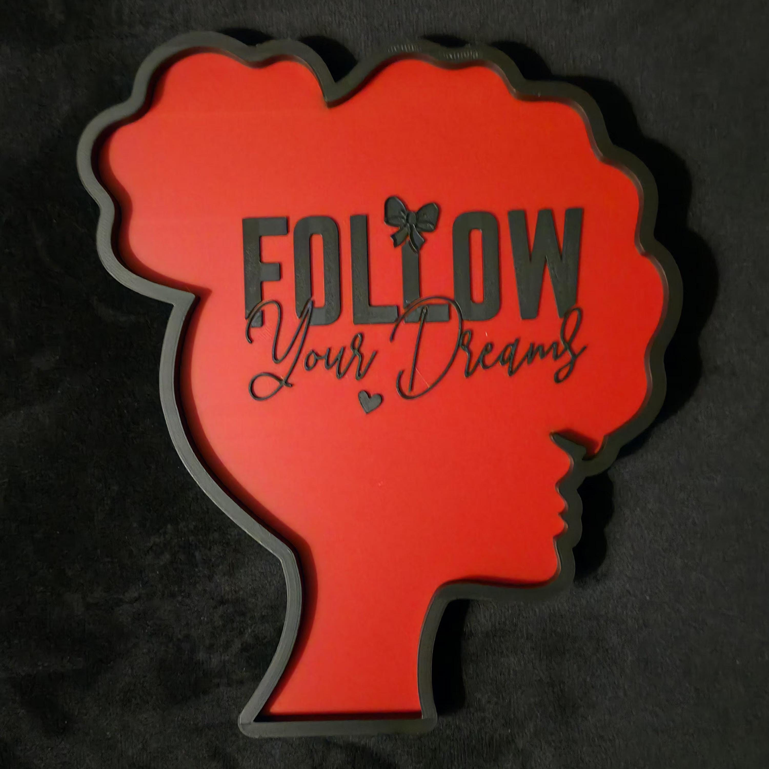 Afro Silhouette Trinket Tray – Jewelry Dish, Key Holder, “Follow Your Dreams” Decor