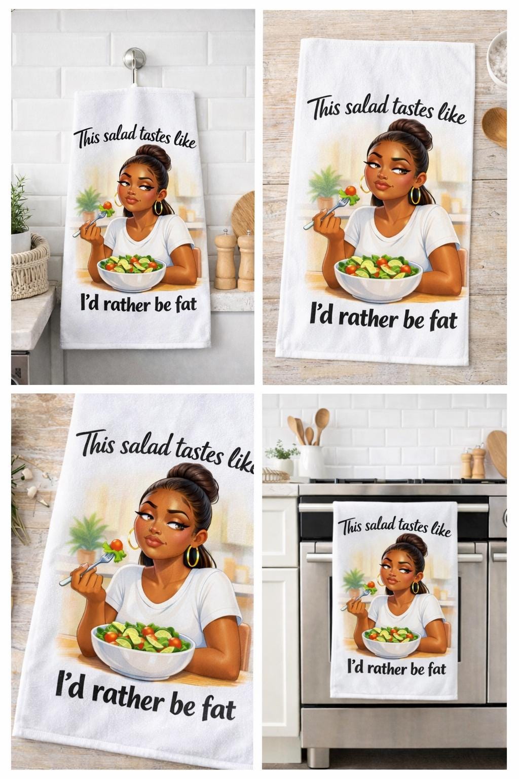 This Salad Tastes Like I'd Rather Be Fat Tea Towel | Microfiber Kitchen Towel