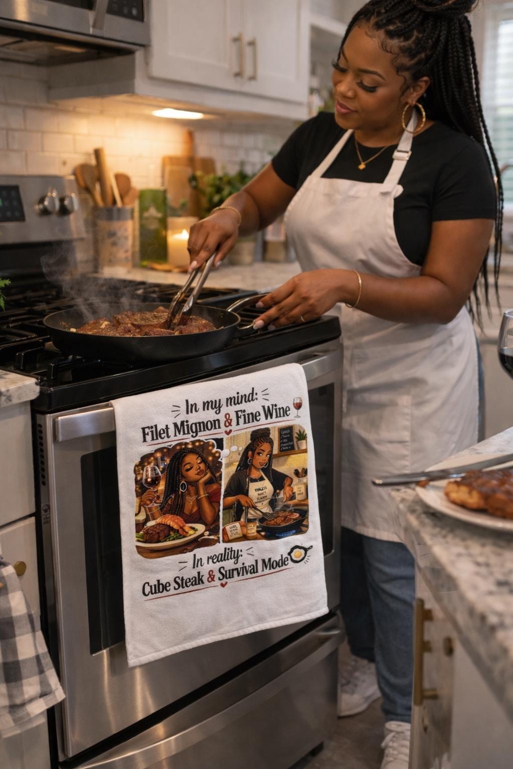Funny Kitchen Towel, Black Woman Humor,Dish Towel, Sarcastic Cooking Gift, African American Home Decor Microfiber