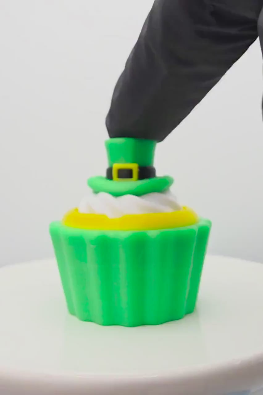 3D Printed St Patrick's Day Cupcake Fidget Toy: Sensory Stress Relief Desk Accessory