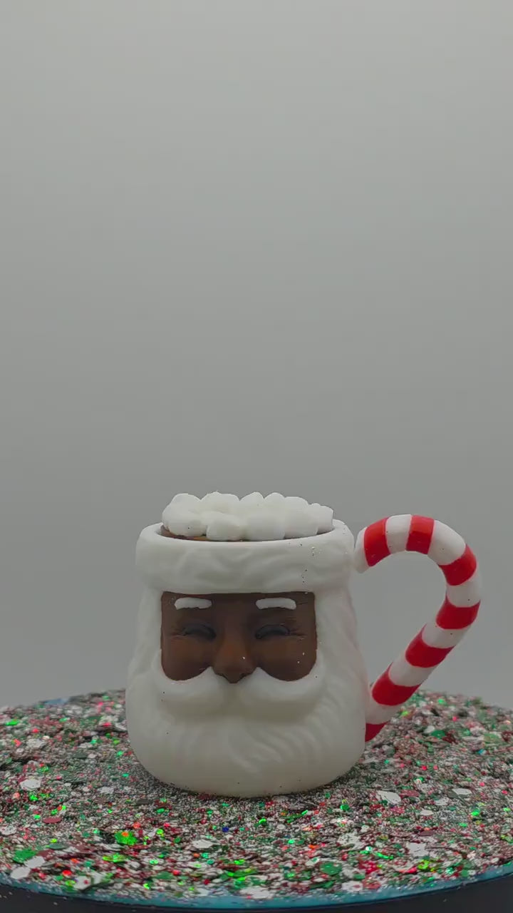 Black Santa Hot Chocolate Mug Fidget Clicker Keychain • Christmas Holiday Stress Relief